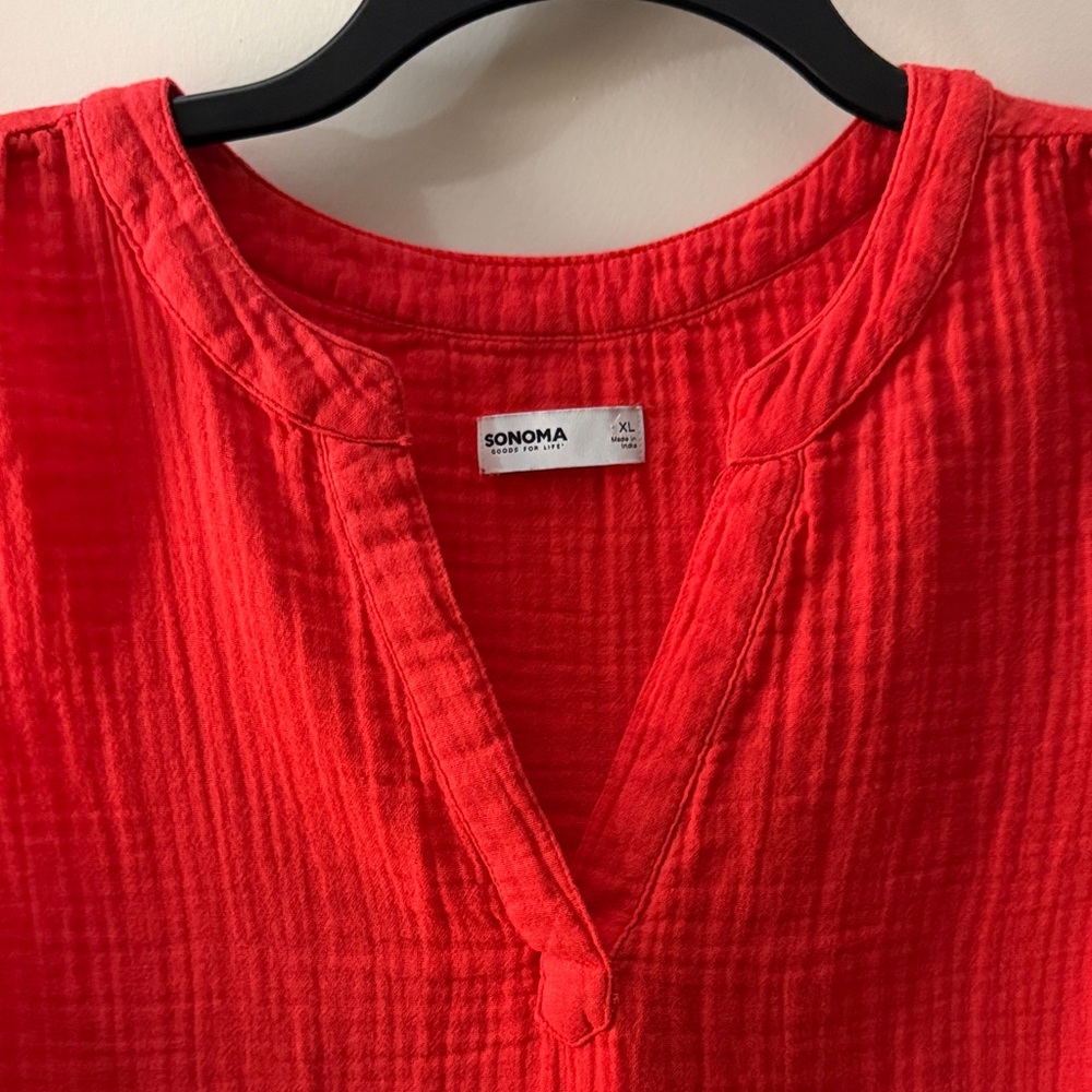 SONOMA Red Sleeveless V-Neck Textured Tank - Picture 12 of 15